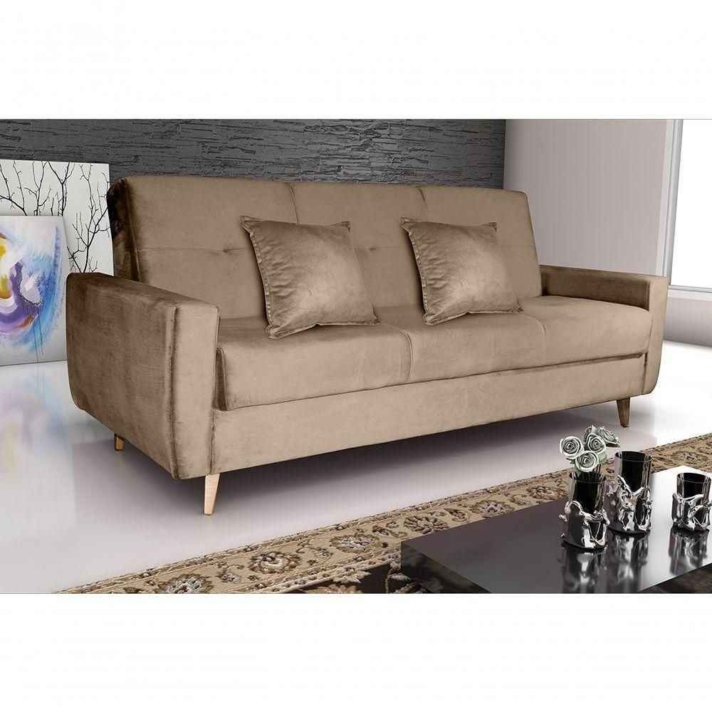 Sofá Cama Casal Reclinável Com Baú Pamela - Marrom Claro - 1