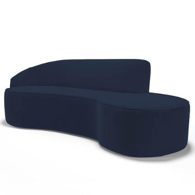 Sofá Living 2 Lugares 180Cm Braço Esquerdo Mozart D06 Veludo Azul - Mpozenato