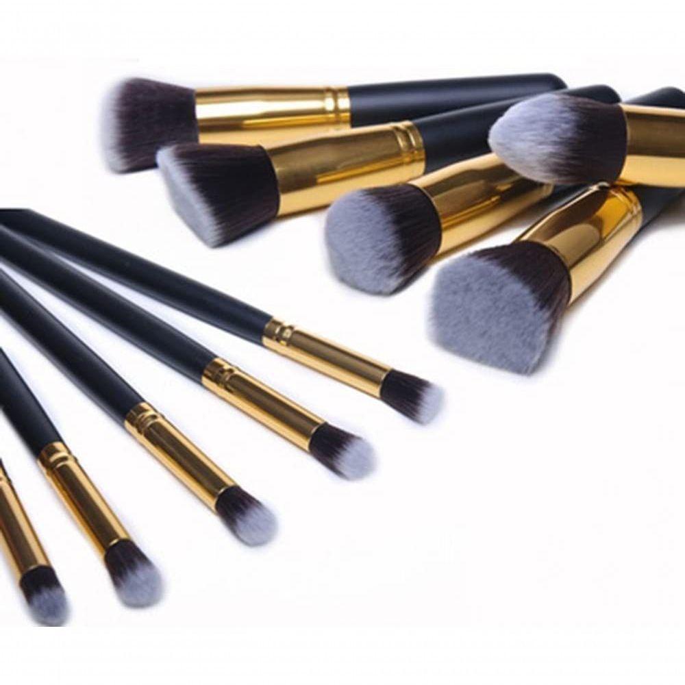 Conjunto De Pincéis De Maquiagem Sunshine Smile, Conjunto De 10 Pçs Pincel Preto/Dourado - 4