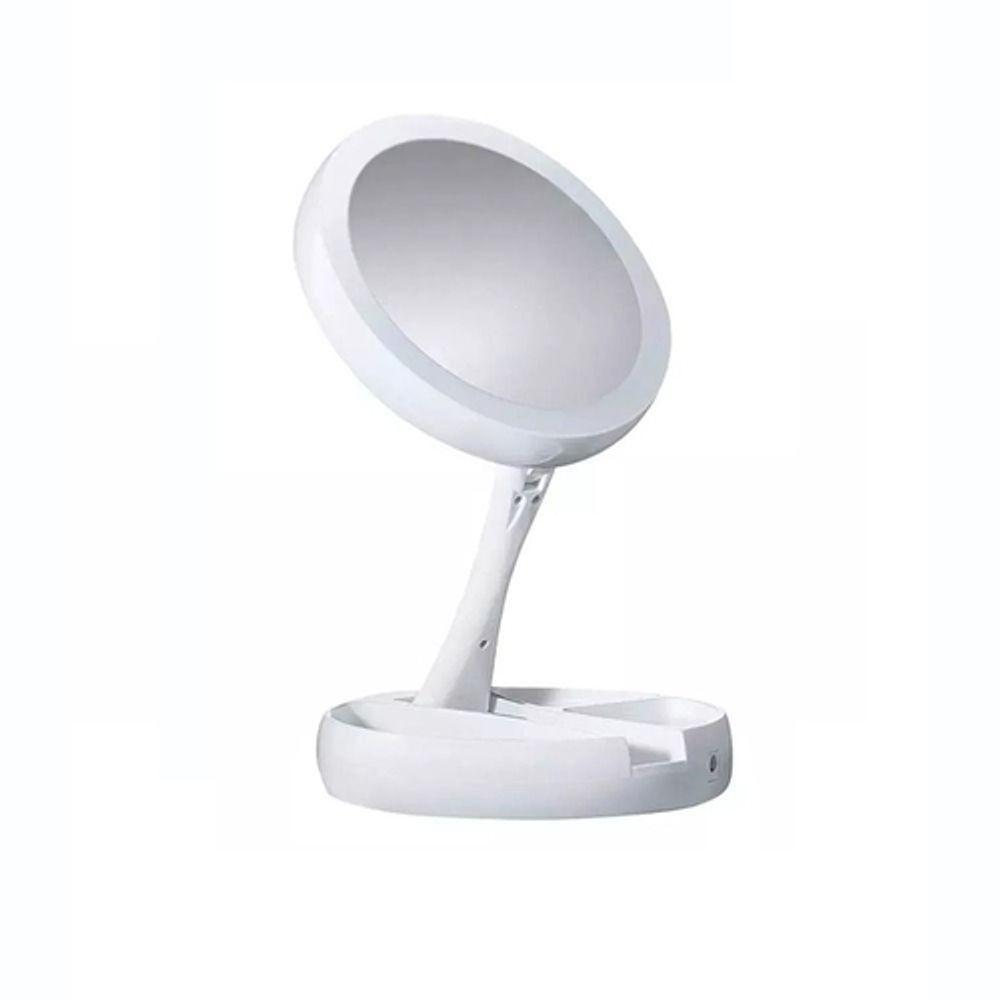 Espelho Mesa Dupla Face Luz Led Com Aumento 10X Maquiagem Redondo - 1