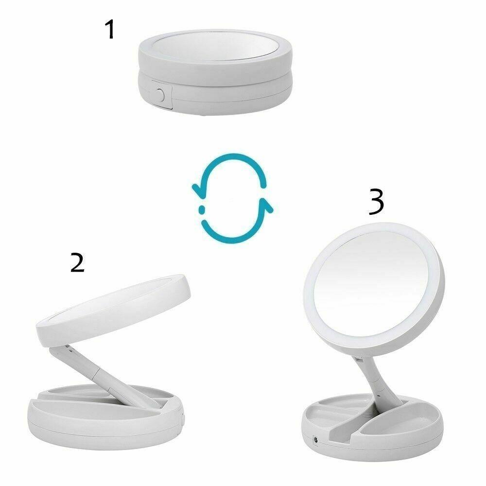 Espelho De Mesa Redondo Dobrável Com Led 15X15Cm Redondo - 3