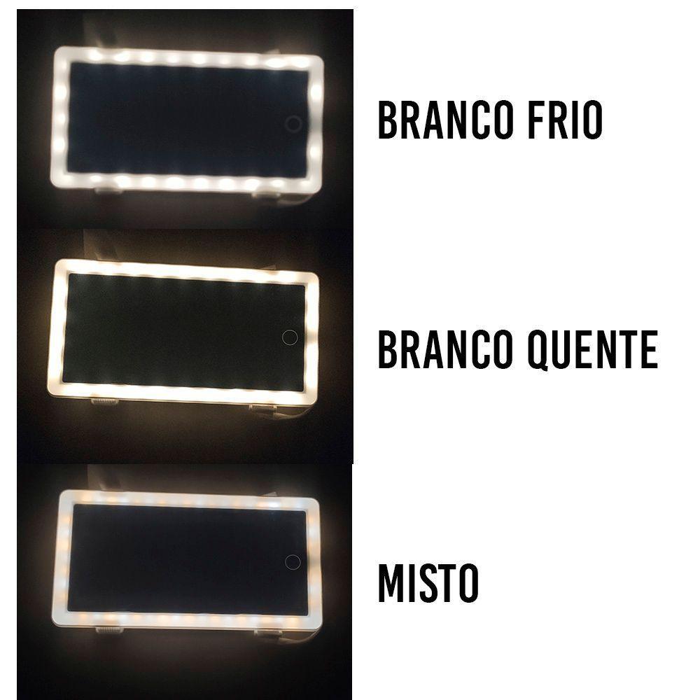 Espelho De Carro Usb Maquiagem Led Quebra Sol 3 Cores - 5