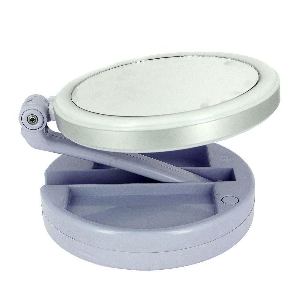 Espelho De Aumento 10X Com Luz De Iluminação Led De Mesa Dobrável E Articulável Redondo - 2