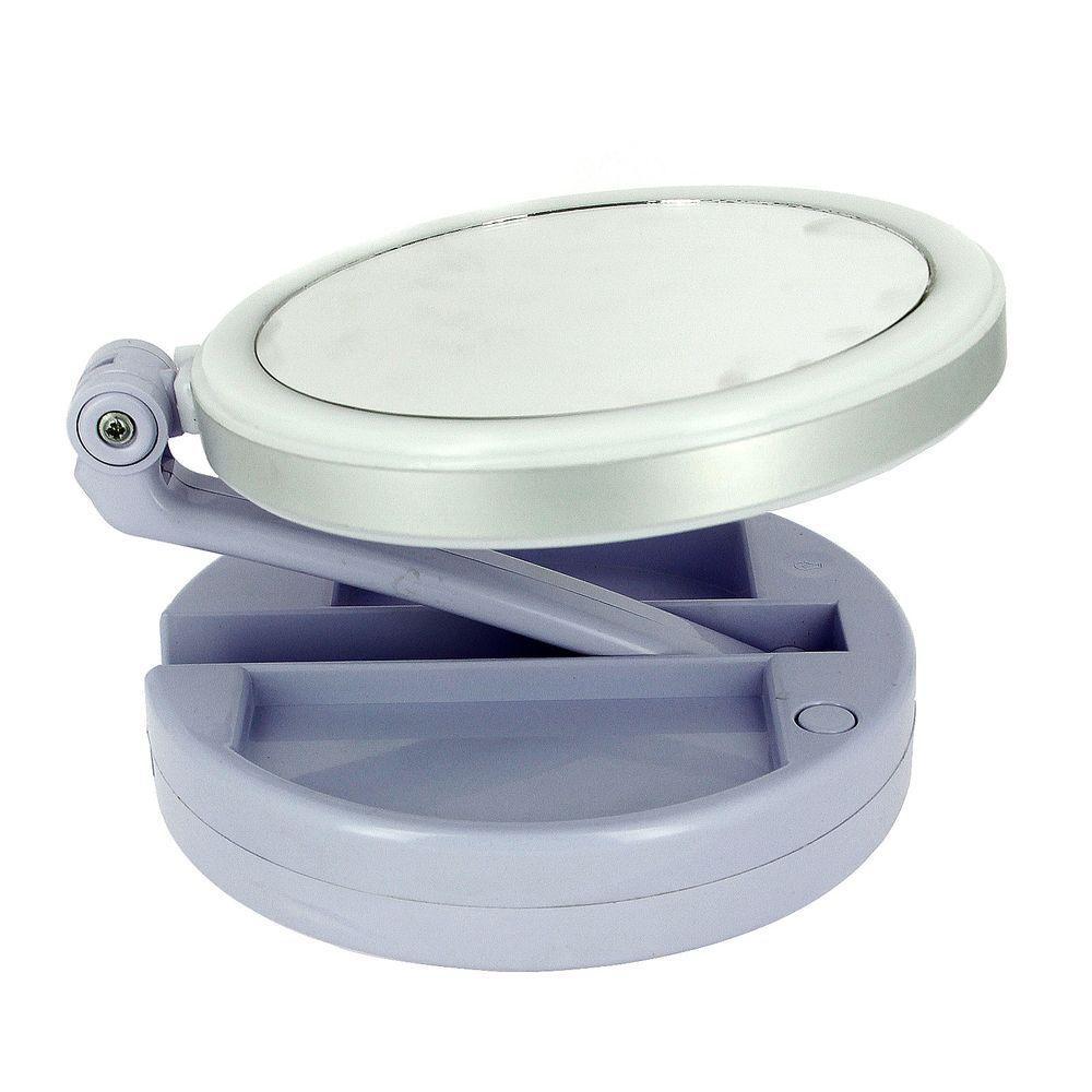Espelho De Aumento 10X Com Luz De Iluminação Led De Mesa Dobrável E Articulável Redondo - 5