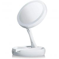 Espelho De Aumento 10X Com Luz De Iluminação Led De Mesa Dobrável E Articulável Redondo - 1