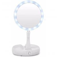 Espelho De Aumento 10X Com Luz De Iluminação Led De Mesa Dobrável E Articulável Redondo - 2