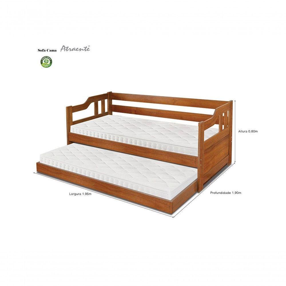 Sofá Cama Castanho Em Madeira Maciça Pinus - Atraente - 2