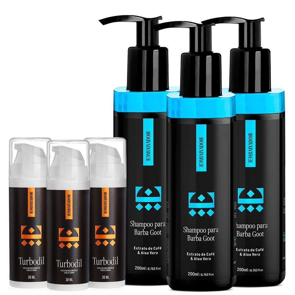 Kit 03 Blend Turbodil + 03 Shampoo De Barba Goot Embaixador 200Ml - 1