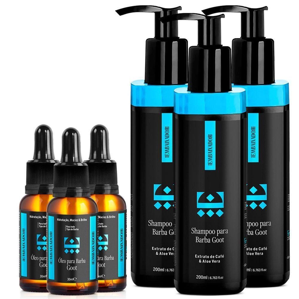 Kit 03 Óleo Para Barba Goot + 03 Shampoo Barba Goot Embaixador 200Ml - 1