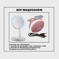 Kit Maquiagem Com Led Espelho Organizador Redondo + Espelho Porquinho - 5