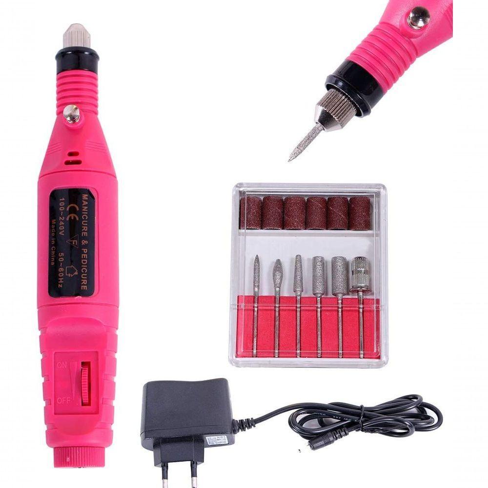Lixa Motor Elétrico Para Unhas Manicure Pedicure Profissional Bivolt Com Kit Brocas - 4
