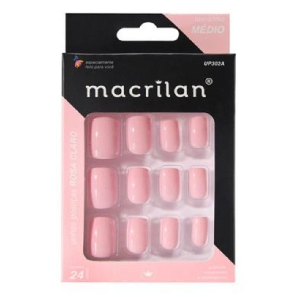 Macrilan Unhas Postiças Tamanho Médio Rosa Claro Up302A (24 Unidades) - 1