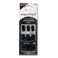 Macrilan Unhas Postiças Autocolantes Efeito Gel Preto Up701 (24 Unidades) - 1