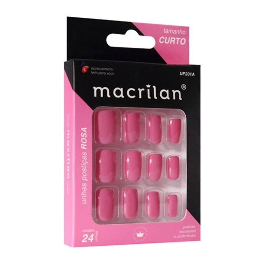 Macrilan Unhas Postiças Tamanho Curto Rosa Up201A (24 Unidades) - 1