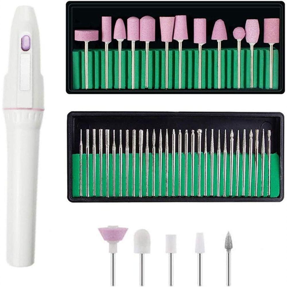 Kit Profissional De Manicure, Conjunto Elétrico De Manicure A Pilha + Lixa De Unhas 05 +30+12 Lixas - 1