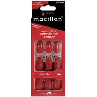 Macrilan Unhas Postiças Autocolantes Efeito Gel Vermelho Up704B (24 Unidades) - 1