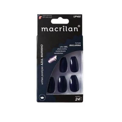 Macrilan Unhas Postiças Bailarina Azul Marinho Up402 (24 Unidades)