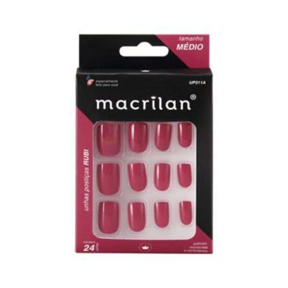 Macrilan Unhas Postiças Tamanho Médio Rubi Up311A (24 Unidades) - 1