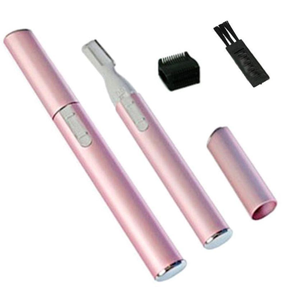 Mini Depilador Apara Pelos Rosto Buço Sobrancelhas Mulheres Caneta Rosa - 4
