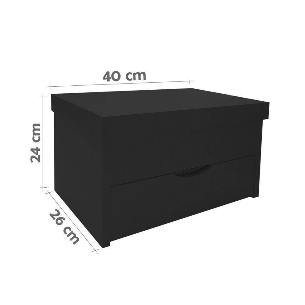 Porta Maquiagem Caixa Organizadora Com Espelho Preto Laca - 4