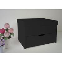 Porta Maquiagem Caixa Organizadora Com Espelho Preto Laca - 6