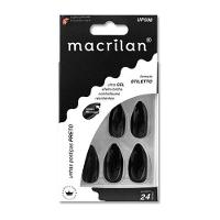Macrilan Unhas Postiças Stiletto Preto Up508 (24 Unidades) - 1