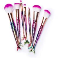 Pincel Pinceis De Maquiagem Kit Com 7 Pinceis Sereia Calda De Peixe Rosa - 1