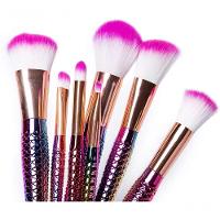 Pincel Pinceis De Maquiagem Kit Com 7 Pinceis Sereia Calda De Peixe Rosa - 3