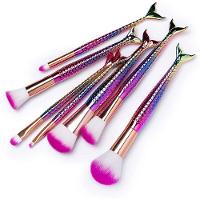 Pincel Pinceis De Maquiagem Kit Com 7 Pinceis Sereia Calda De Peixe Rosa