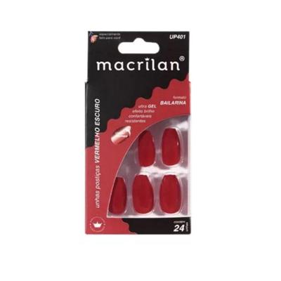 Macrilan Unhas Postiças Bailarina Vermelho Escuro Up401 (24 Unidades)