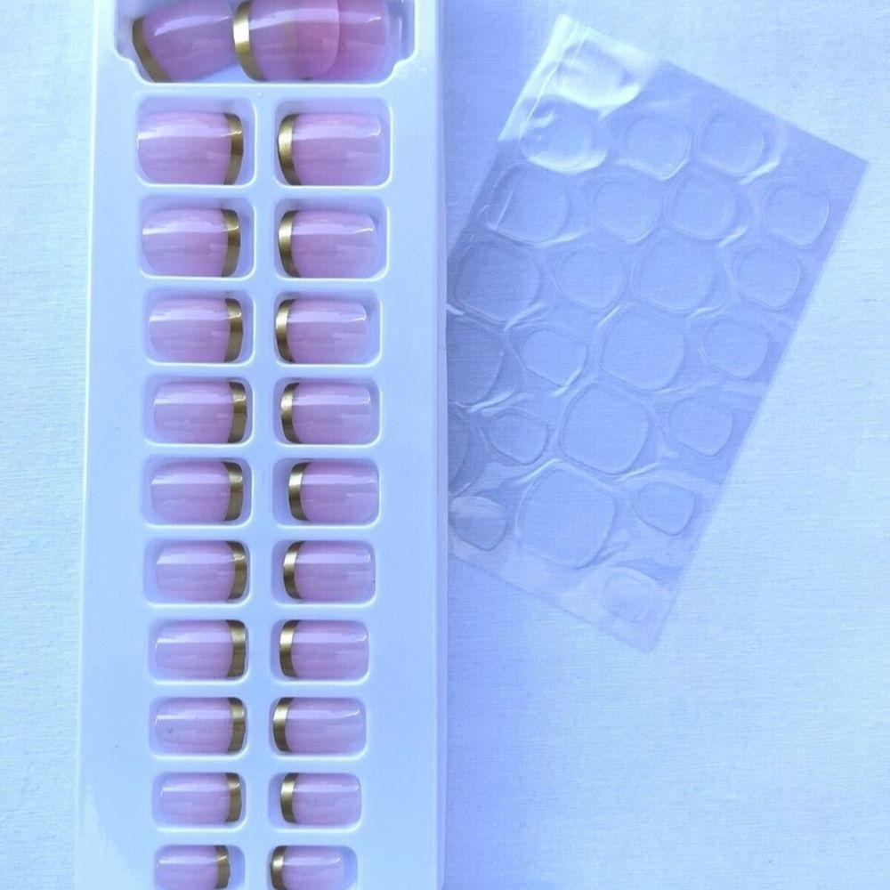 Sabrina Sato Unhas Postiças Autocolantes - Francesinha Dourada Ss2370-5 Com 24 Peças - 2