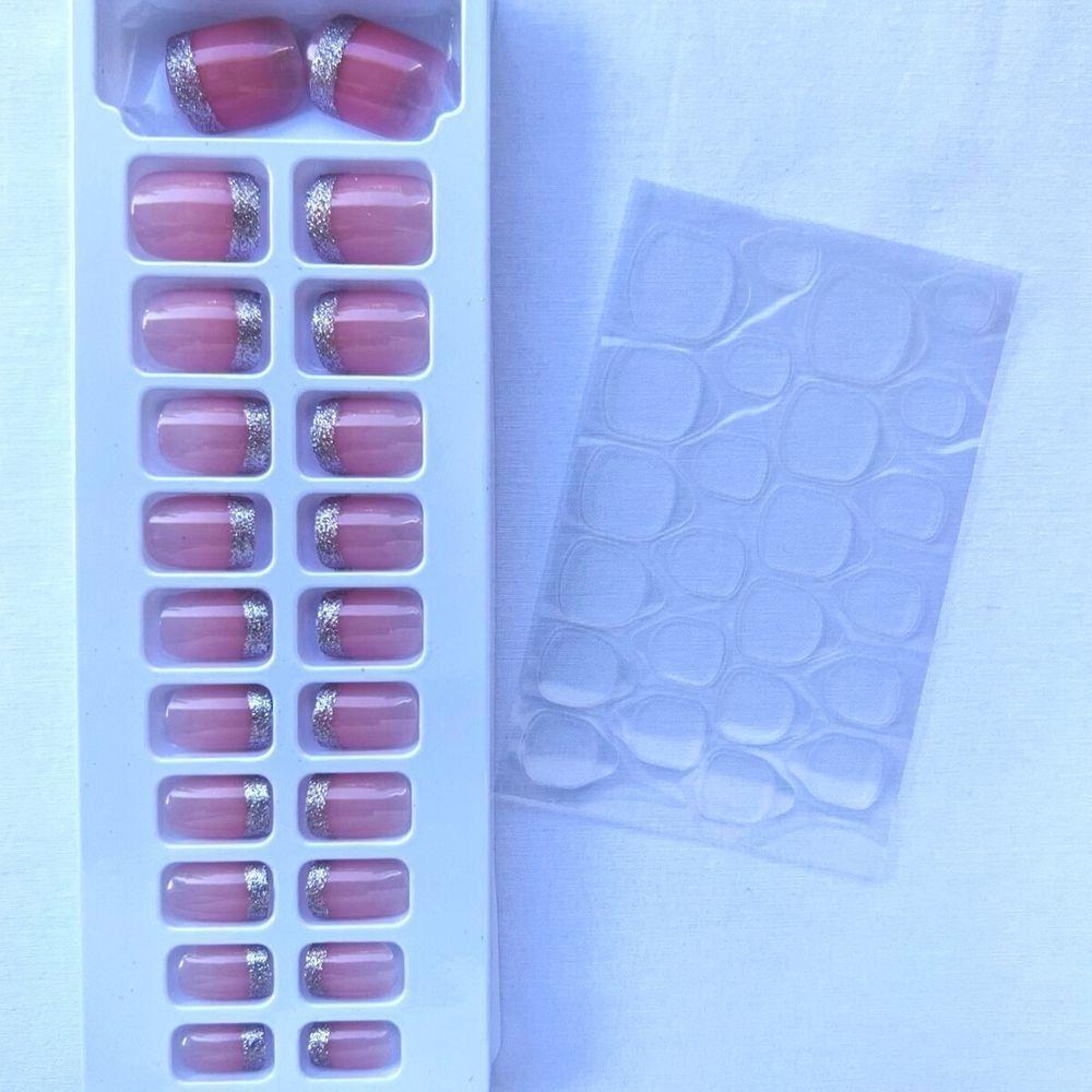 Sabrina Sato Unhas Postiças Autocolantes - Francesinha Prata Ss2370-4 Com 24 Peças - 2