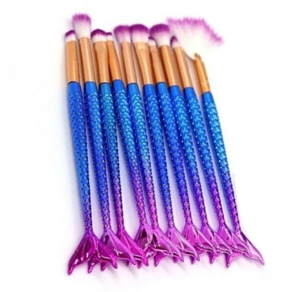 Pincel Kit 10 Peças Sereia Maquiagem Sombra Mermaid Make Up - 4