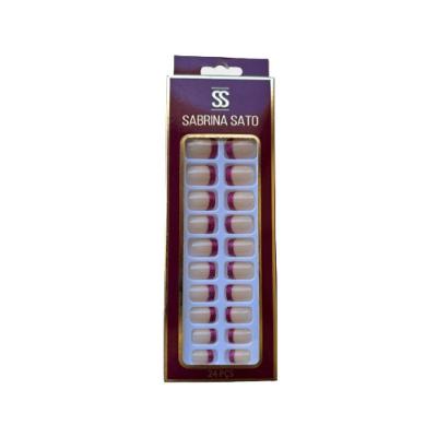 Sabrina Sato Unhas Postiças Autocolantes - Francesinha De Glitter Pink Ss2370-2 Com 24 Peças