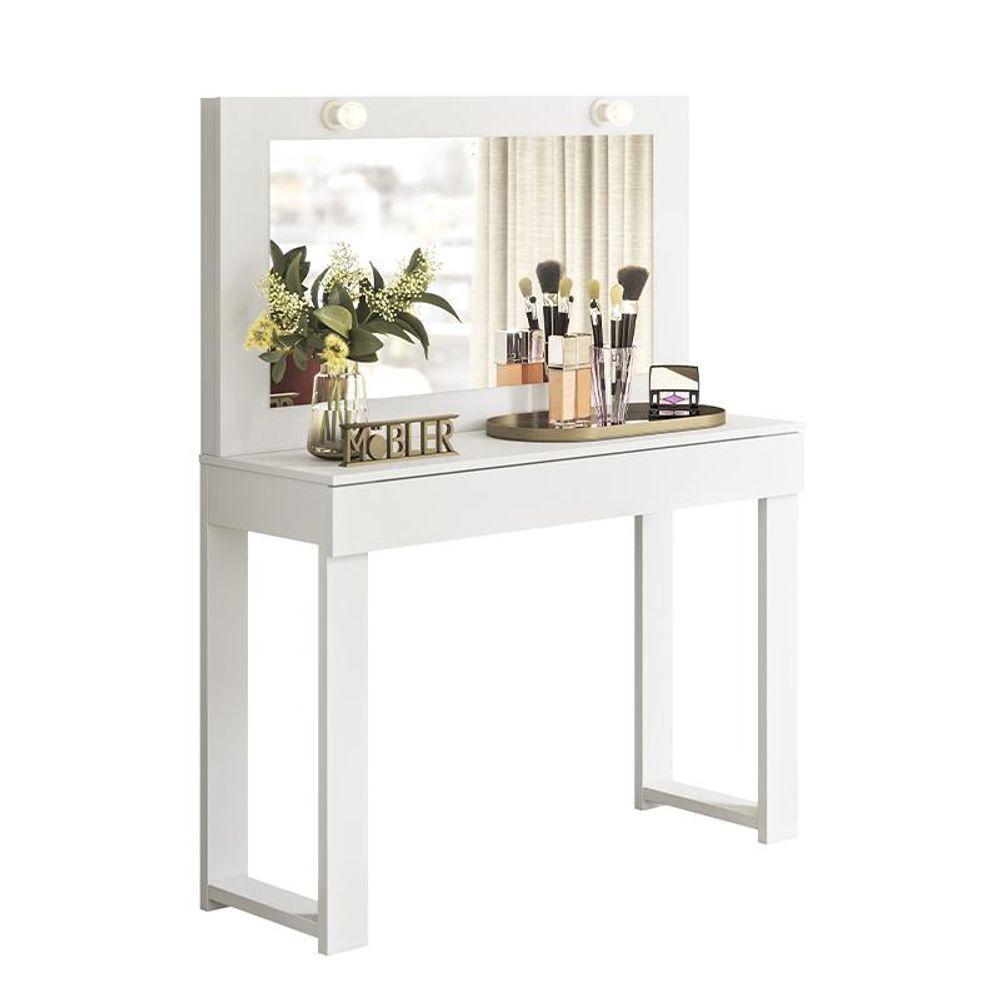 Penteadeira Camarim Gala 1 Gaveta E Soquetes Para Lâmpadas Branco Fosco Branco Fosco - 1