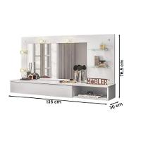 Penteadeira Camarim Suspensa Lumiere Com Espelho E 1 Gaveta Branco Fosco Branco Fosco - 3