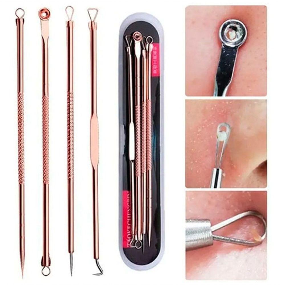 Kit 4 Extrator Cureta Tira Acne Cravos E Espinha Limpeza - 1