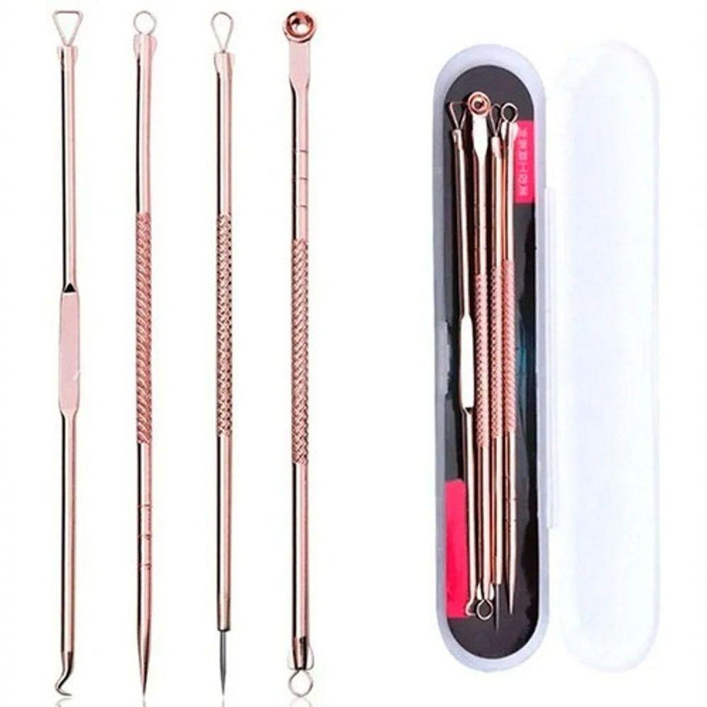 Kit 4 Extrator Cureta Tira Acne Cravos E Espinha Limpeza - 5