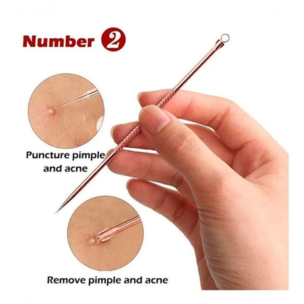 Kit 4 Extrator Cureta Tira Acne Cravos E Espinha Limpeza - 7