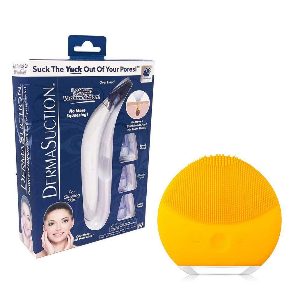 Kit 1 Aparelho Removedor De Cravos E Espinhas + 1 Esponja Elétrica Para Limpeza Facial Amarelo - 1