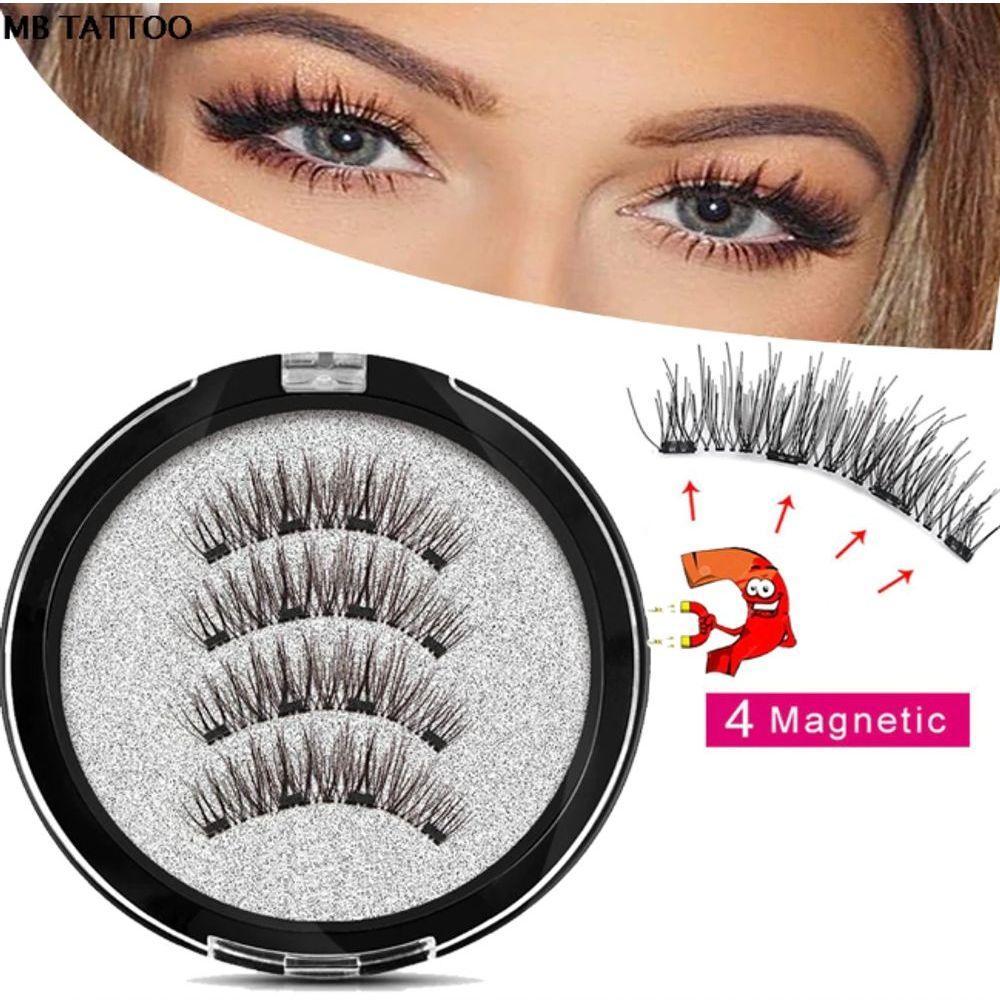Cílios Postiços, 3D Magnético Natural Grosso Enxertia Cílios Com Pinça Dramático Grosso Longo - 4