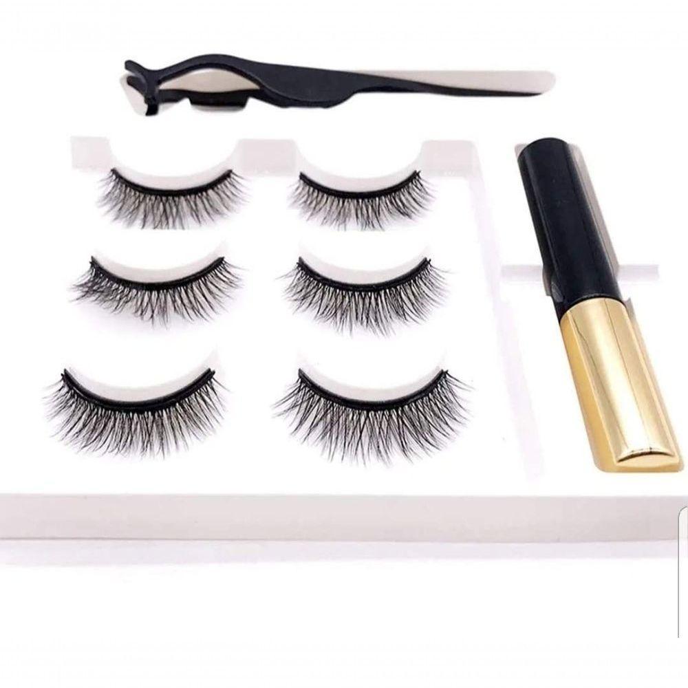 Modelo Mais Natural Com 3 Pares De Cílios Postiços Magnéticos + Delineador + Aplicador - 1