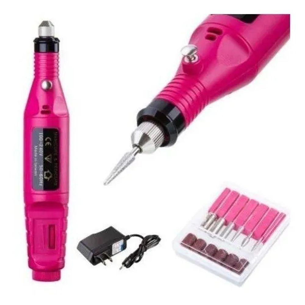 Kit Lixadeira Rotativa Para Unhas Multi Velocidades Rosa - 4