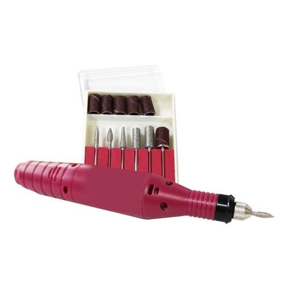 Lixadeira Elétrica Unha Profissional Lixa Motor Bivolt Rosa - 1