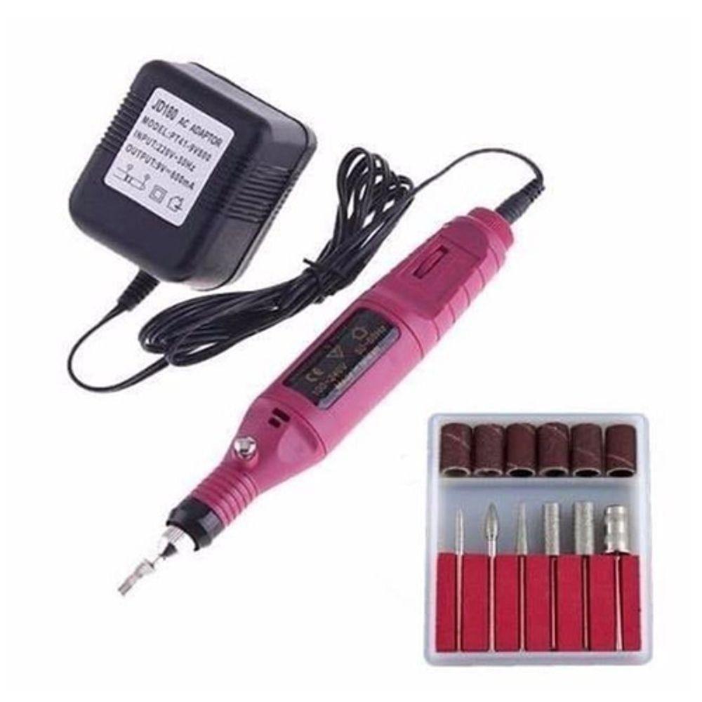 Lixadeira Elétrica Unha Profissional Lixa Motor Bivolt Rosa - 4