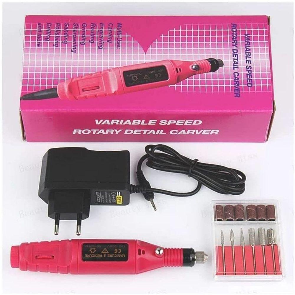 Lixa Elétrica Para Manicure Alongamento De Unhas Designer Rosa - 2