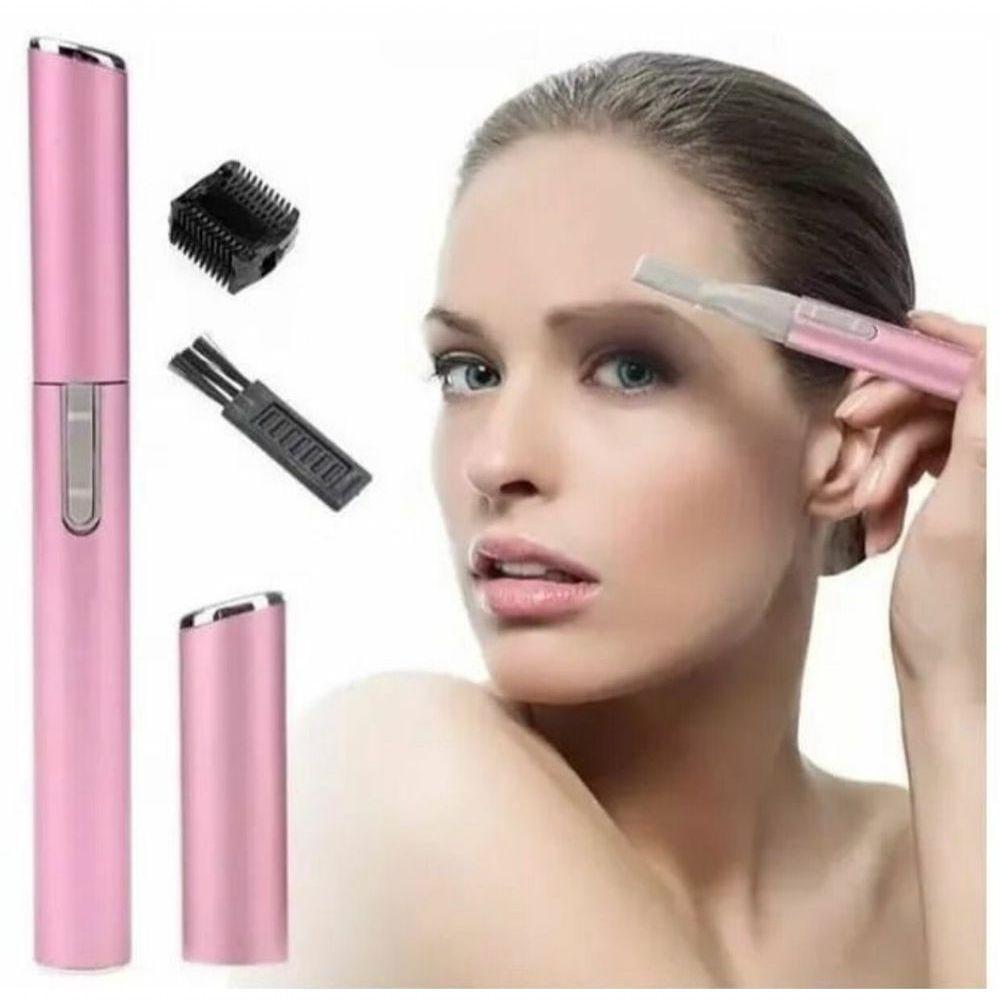 Mini Depilador Elétrico Aparador Sobrancelha Caneta Rosa - 2