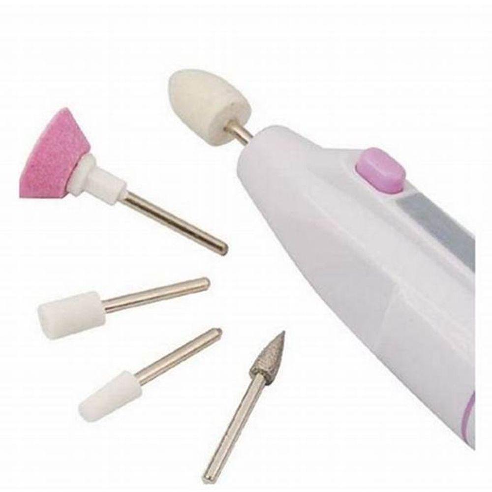 Kit Aparelho Lixa Unha Manicure Pedicure Portátil Elétrico Profissional Sem Fio Pilhas - 3