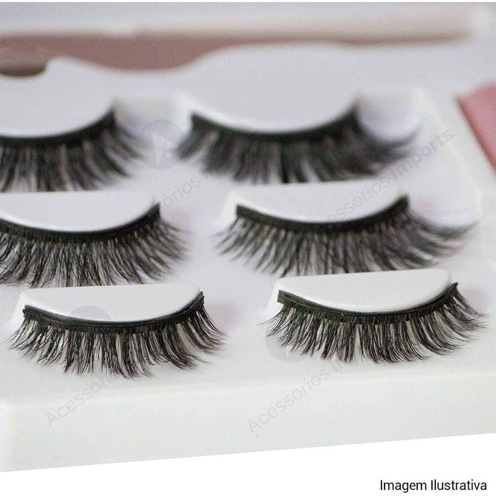 Kit 3 Pares Cílios Postiços Magnéticos Com Pinça E Delineador Magnetico - 5