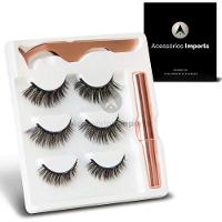 Kit 3 Pares Cílios Postiços Magnéticos Com Pinça E Delineador Magnetico - 5
